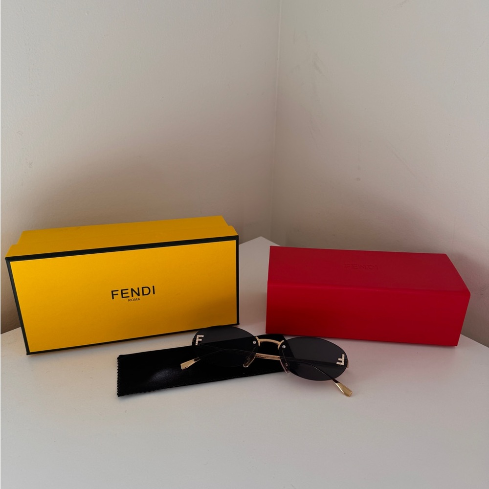 Fendi Embellished FF Oval Sunglasses - Picture 1 of 4